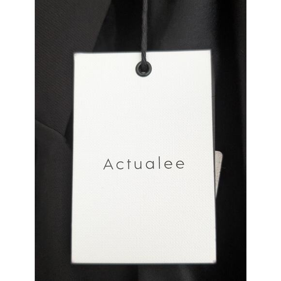 Actualee Black Blazer Mini Dress IT 46 US M 10 Four Button Sash Italian Designer - Picture 8 of 11